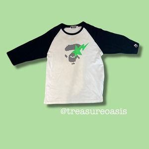 BAPE Bapesta black/green logo on a white mid sleeve